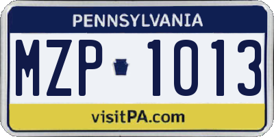 PA license plate MZP1013