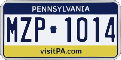 PA license plate MZP1014