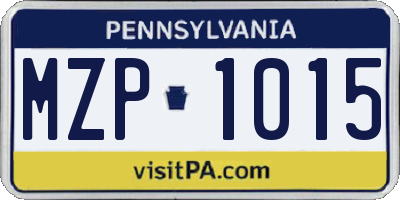 PA license plate MZP1015