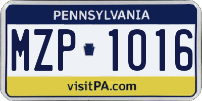 PA license plate MZP1016