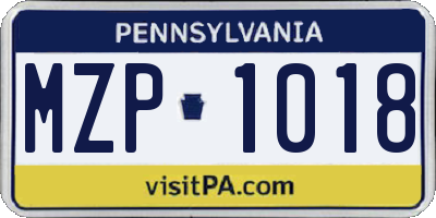 PA license plate MZP1018
