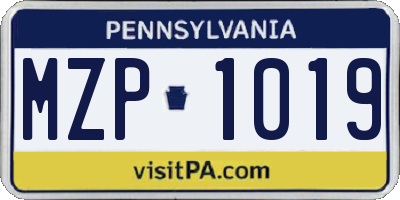 PA license plate MZP1019