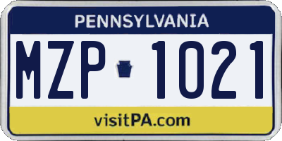 PA license plate MZP1021