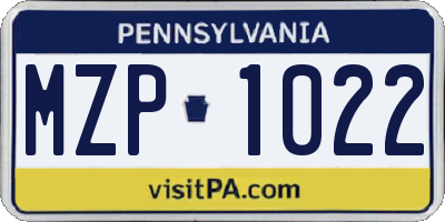 PA license plate MZP1022