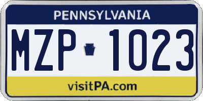 PA license plate MZP1023