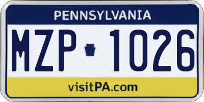 PA license plate MZP1026