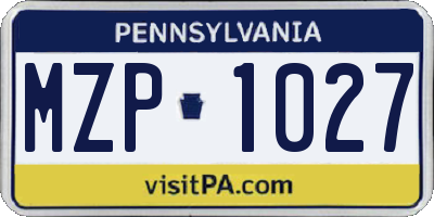 PA license plate MZP1027