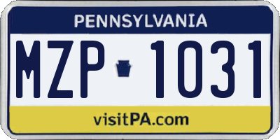 PA license plate MZP1031