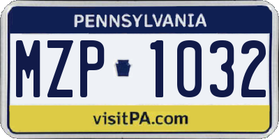 PA license plate MZP1032