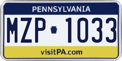 PA license plate MZP1033