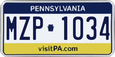 PA license plate MZP1034
