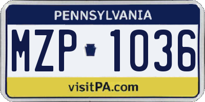 PA license plate MZP1036