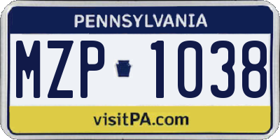 PA license plate MZP1038