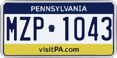 PA license plate MZP1043
