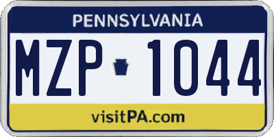 PA license plate MZP1044