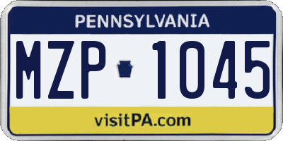 PA license plate MZP1045