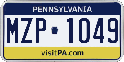 PA license plate MZP1049
