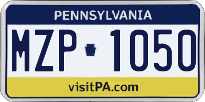 PA license plate MZP1050
