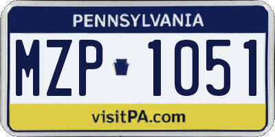 PA license plate MZP1051