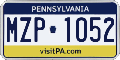PA license plate MZP1052