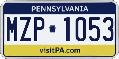 PA license plate MZP1053