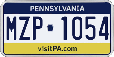 PA license plate MZP1054