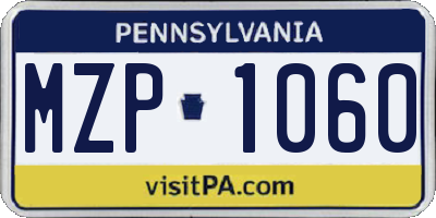PA license plate MZP1060