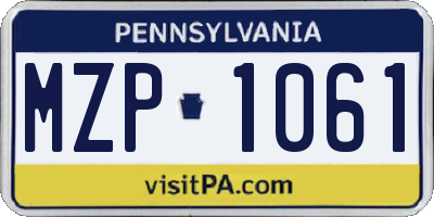 PA license plate MZP1061