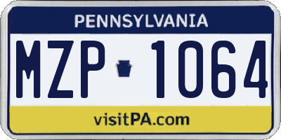 PA license plate MZP1064