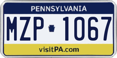 PA license plate MZP1067