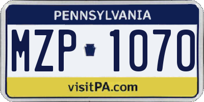 PA license plate MZP1070