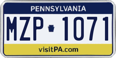 PA license plate MZP1071