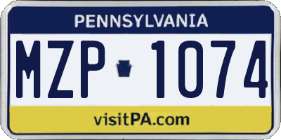 PA license plate MZP1074