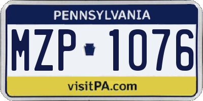 PA license plate MZP1076