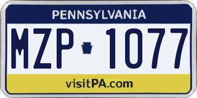 PA license plate MZP1077
