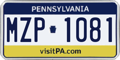 PA license plate MZP1081