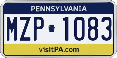 PA license plate MZP1083