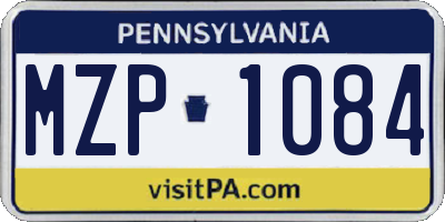 PA license plate MZP1084
