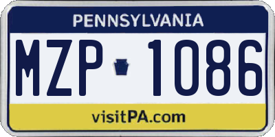 PA license plate MZP1086