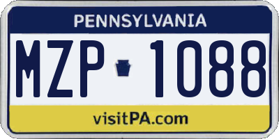 PA license plate MZP1088