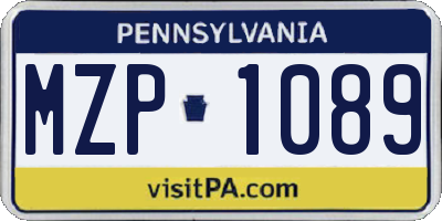 PA license plate MZP1089