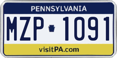 PA license plate MZP1091