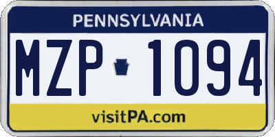 PA license plate MZP1094