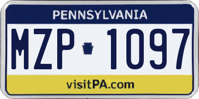 PA license plate MZP1097
