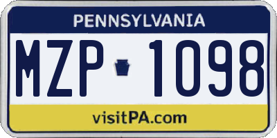 PA license plate MZP1098