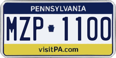 PA license plate MZP1100