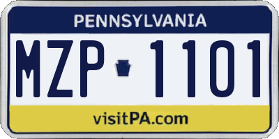PA license plate MZP1101