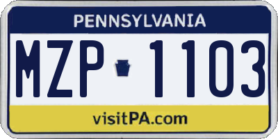 PA license plate MZP1103