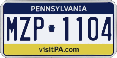 PA license plate MZP1104