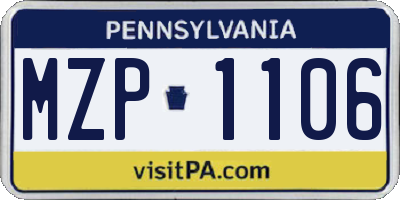 PA license plate MZP1106
